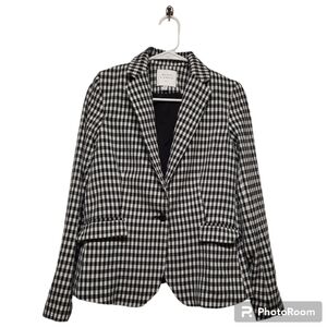 Maison D'Amelie Women's Blazer Checkered Black White Size Small
